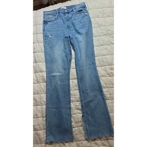 Pistola Jeans Womens 32 Blue Cotton Denim Bootcut Distressed Raw Hem Ankle Slit